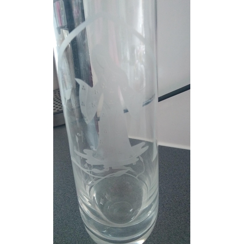 566 - LOVELY ETCHED GLASS VASE