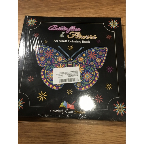 200S - NEW SEALED ADULT  THREE PACK  COLORING BUTTERFLIES AND FLOWERS