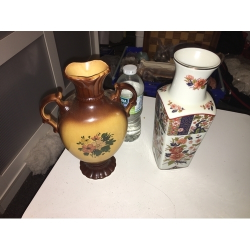 10 - TWO VINTAGE VASES INCLUDING ORIENTAL AND TWO HANDLED