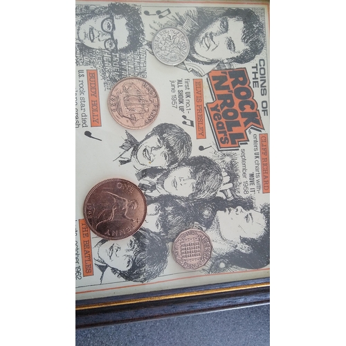 500N - FRAMED COINS OF THE ROCKIN ROLL YEARS