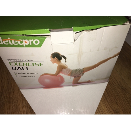 100T - NEW BOXED EXERCISE BALL WITH STAND AND PUMP