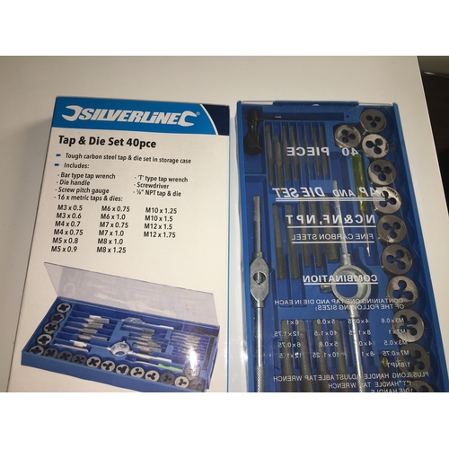 148 - NEW BOXED SILVERLINE TAP AND DIE SET 40PCE