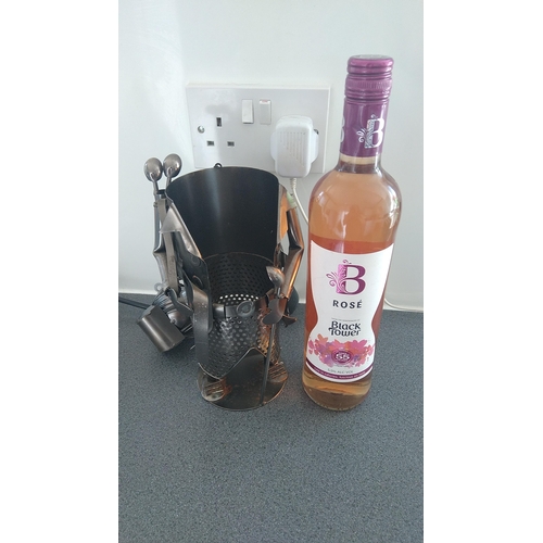 553 - Wine holder and Bottle Of Wine