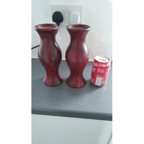 567 - PAIR OF WOODEN VASES