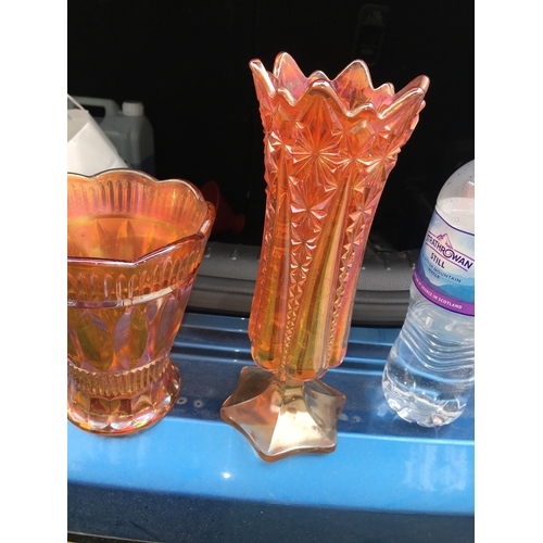 59 - VERY NICE TWO TALL CARNIVAL GLASS VASSES