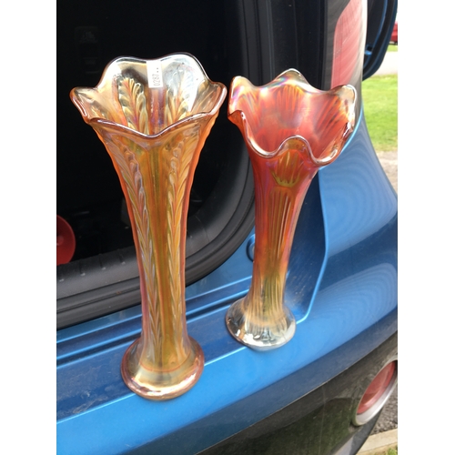 573 - TWO LOVELY CARNAVAL GLASS VASES 25CM