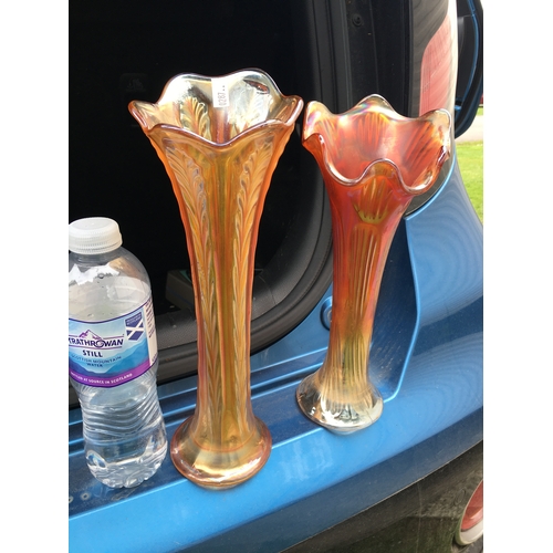 573 - TWO LOVELY CARNAVAL GLASS VASES 25CM