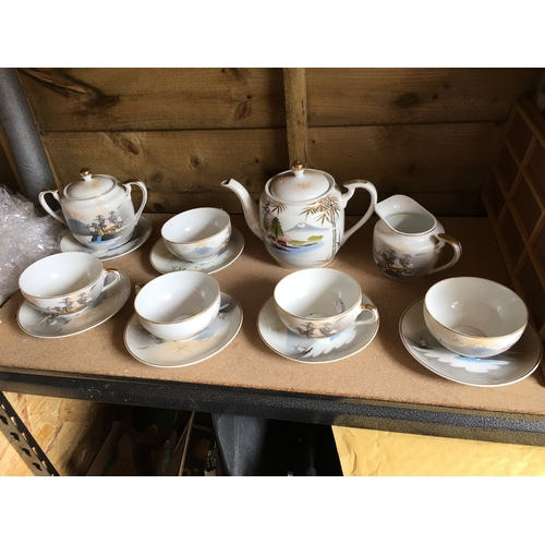 300C - LOVELY JAPANESE TEA SET PLUS EXTRA PLATES ETC WITH GIESHA'S TO BOTTOM OF CUPS