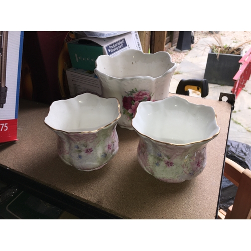 300U - PAIR OF PRINCESS PLANTERS AND ONE OTHER