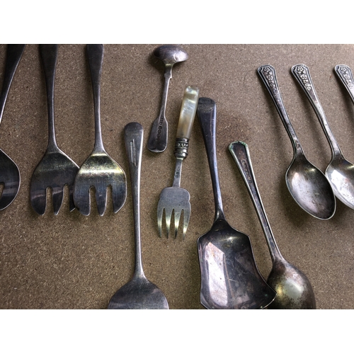 300V - LARGE SELECTION OF EARLY FLAT WARE WITH SOME HALLMARKED