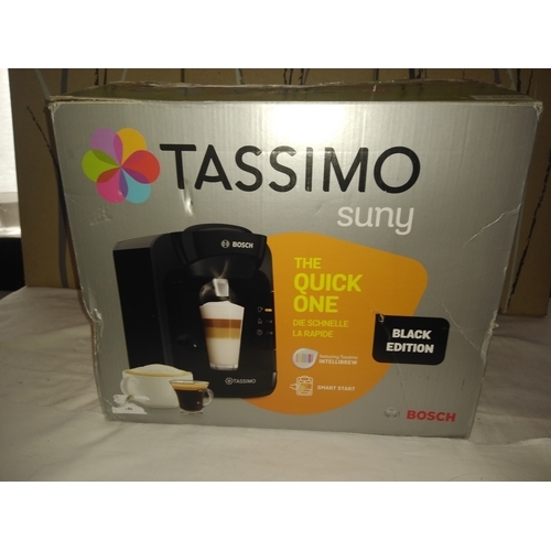 39 - BOXED BOSCH TASSIMO SUNNY BLACK COFFEE MACHINE FULLY WORKING USED COUPLE OF TIMES IN GREAT CONDITION... 