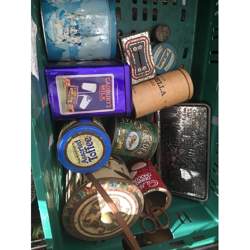 93 - BOX OF VINTAGE TINS ETC