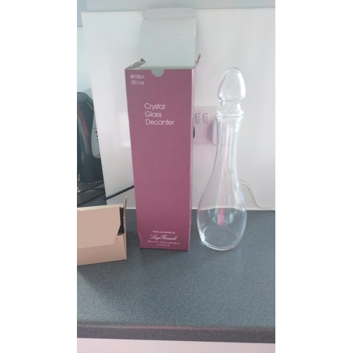 645 - LOVELY NEW IN BOX CRYSTAL DECANTER