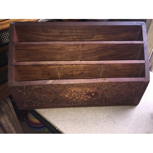 42 - VERY NICE WOODEN INLAID LETTER RACK