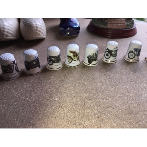 46 - NINE MOTOR CAR AND MOTOR BIKE THIMBLES