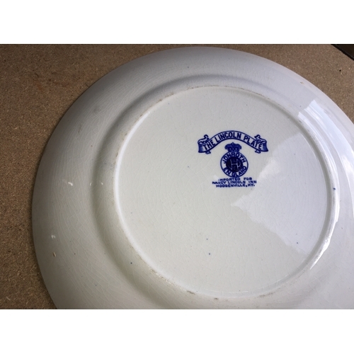 69 - RARE JONROTH THE LINCOLN PLATE IN BLUE AND WHITE