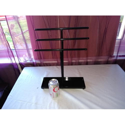 118 - NEW BOXED BELLE VOUS Black Metal 3 Tier Jewellery Display Stand