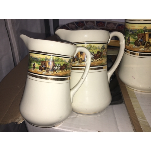 400A - FINE SET OF THREE GRADUATED 'THE SHAKESPEARE TIMES' JUGS