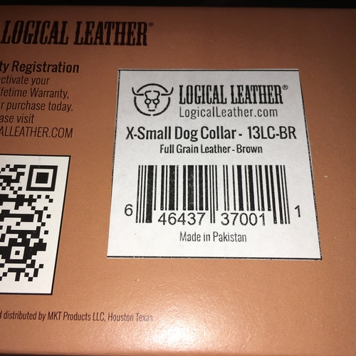 146 - NEW BOXED LOGICAL LEATHER DOG COLLAR XSMALL