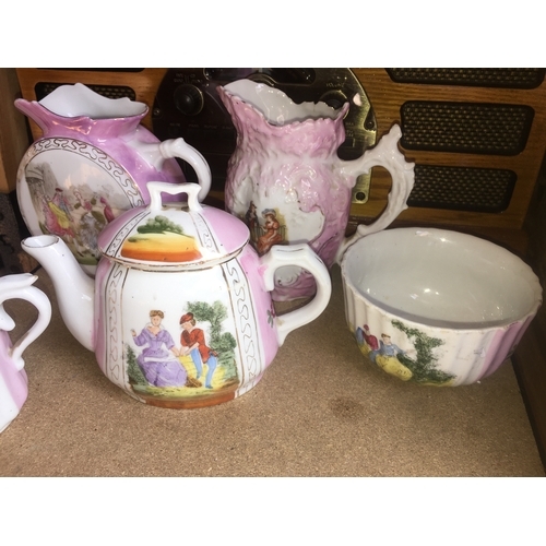 74 - SELECTION OF SIX PIECES OF EARLY CHARACTER SCENE JUGS AND BOWLS ETC