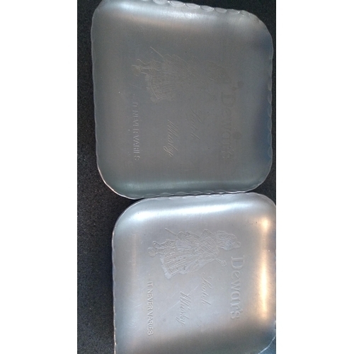 687 - 2 DEWARS SCOTCH WHISKY METAL ASH TRAYS