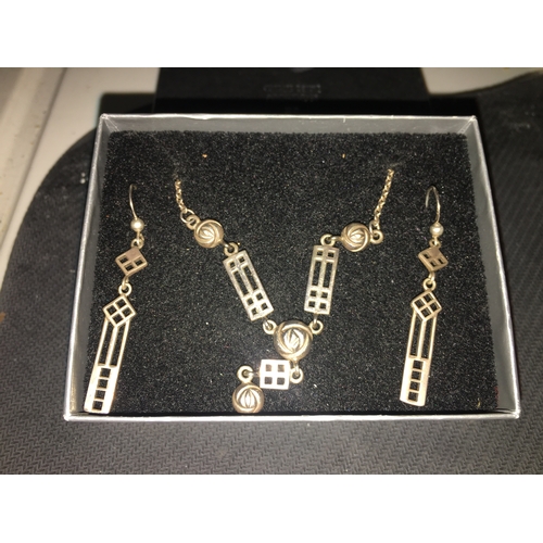 300G - Charles Renee Mackintosh Kit Heath Silver 925 Necklace and Earring Set Complete with Box