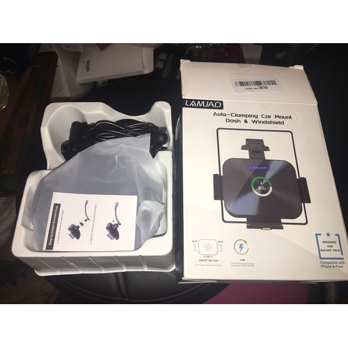 2 - NEW BOXED LAMJAD AUTO CLAMPING FOR WINDSCREEN AND DASH MOUNT WIRELESS CAR CHARGER