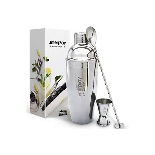 57 - NEW BOXED Interplay Concepts 5 Pieces Large 750ml Stainless Steel Cocktail Shaker