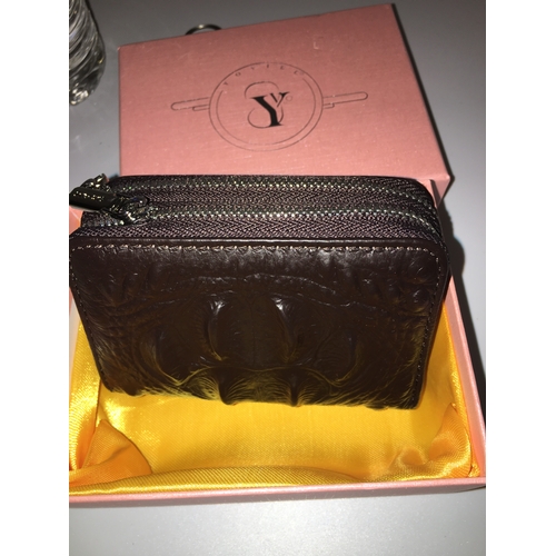 64 - NEW BOXED YOIVEE TWO ZIP WOMANS LEATHER PURSE