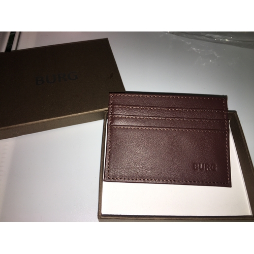 76 - NEW BOXED BURG RFID CARD WALLET IN BROWN