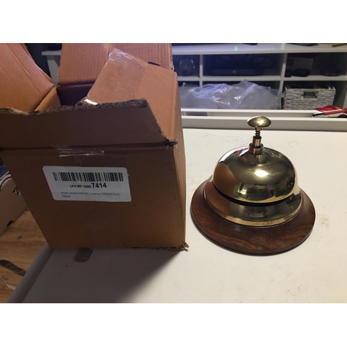 150R - NEW BOXED BRASS SERVICE BELL RECEPTION HOTEL/DESK/SCHOOL/SHOP