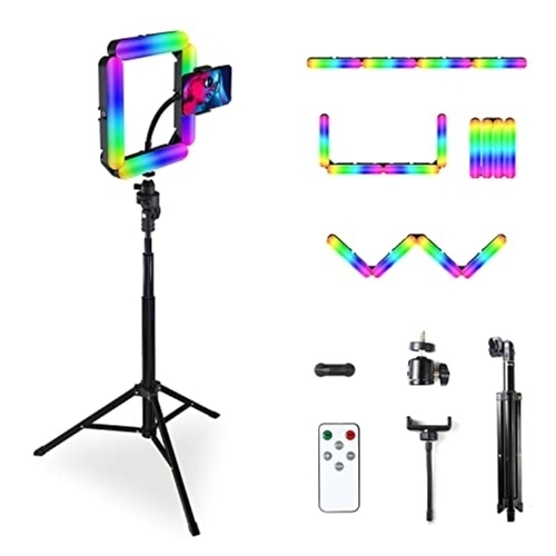 123 - NEW BOXED Oldshark 12 inch RGB Ring Light LED Modular Quad Ringlight with Tripod Stand and Cell Phon... 