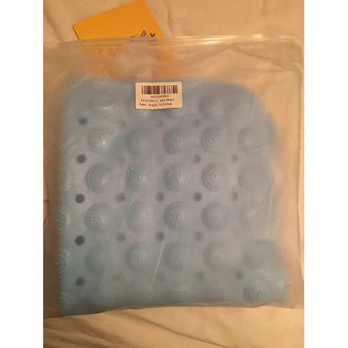 200 - New Bagged Blue Square Shower/Bath Mat