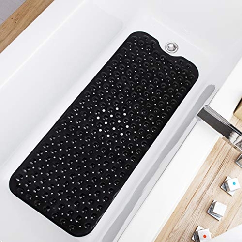 197 - NEW BAGGED TEESHLY BATHTUB MATS FOR SHOWER TUB EXTRA LONG NON-SLIP BATH MAT IN BLACK