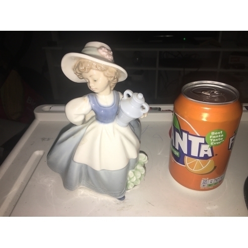 287 - LOVELY NAO BY LlADRO FIGURE OF GIRL WITH MILK CHURN AND FLOWERS