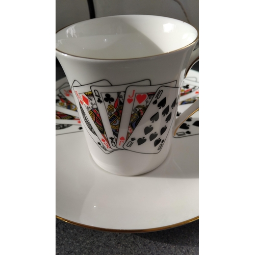 495 - QUEENS ROSINA PLAYING CARD CUP AND SAUCER