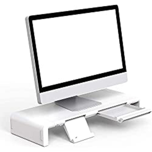 216 - NEW BOXED Foldable Monitor Stand Built in Storage Drawer Tablet&Phone Stand Holder