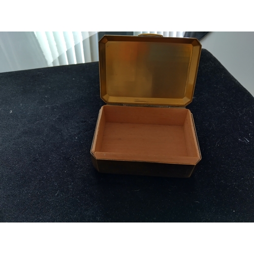 375 - VERY NICE SMALL BRASS BOX WITH WOODEN INTERIOR