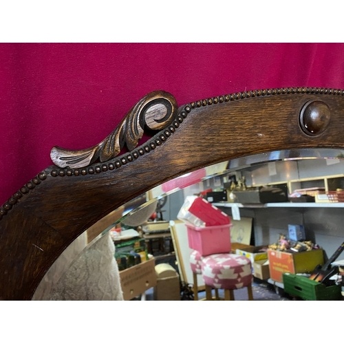 410 - LOVELY Antique solid Oak bevelled Mirror