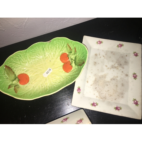 306 - CARLTON WARE DISH AND BTTER DISH, Slight chip to dish and butter dish discoloured