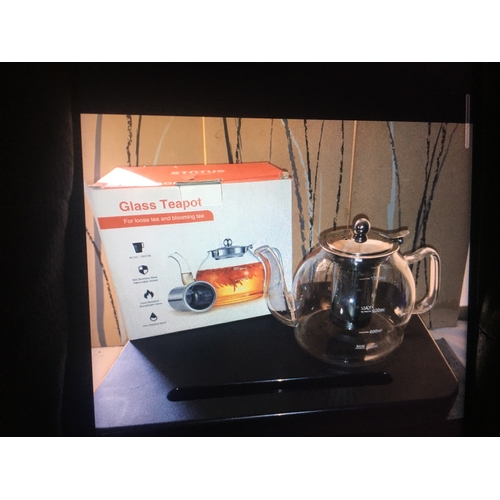 420 - NEW BOXED Glass Teapot