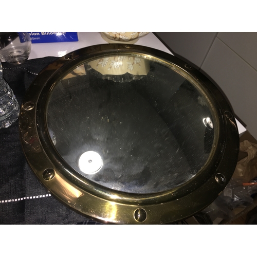 450H - VERY NICE BRASS PORTHOLE MIRROR