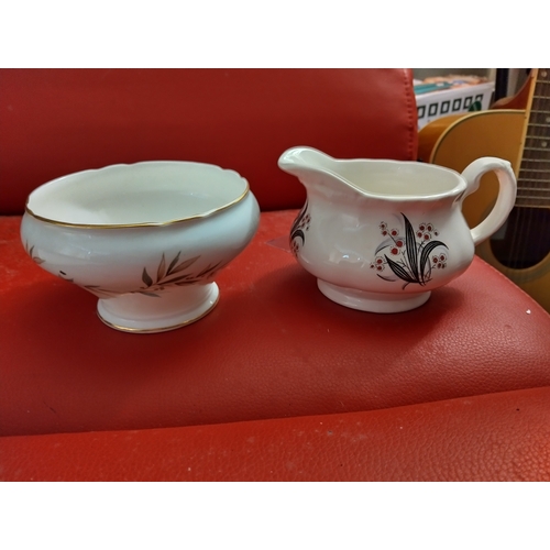 416 - NICE AYNSLEY SUGAR BOWL AND UN MARKED CREAMER