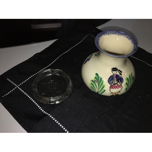 401 - NICE EARLY BULBAS VASE AND FRENCH GLASS SAVE MILK COASTER