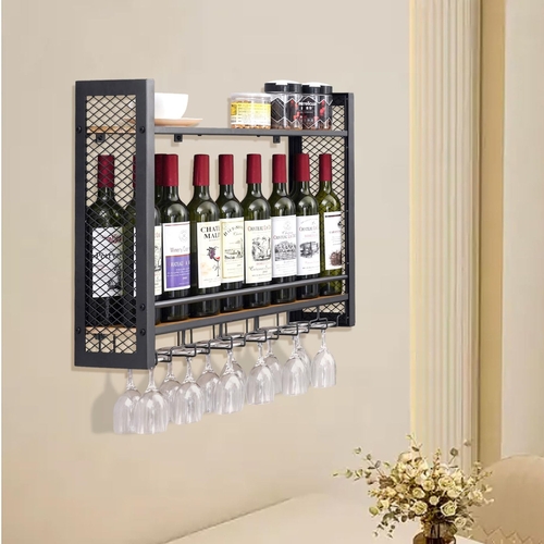 485 - VERY NICE NEW BOXED 7RiversART 2-Tier New & Improved Wall Mounted Wine Rack Anti-Rust Durable Space ... 