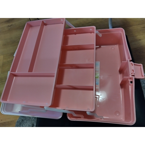 371 - NEW BOXED Creahaus 13inch 3 Layer Multipurpose Storage Box PINK