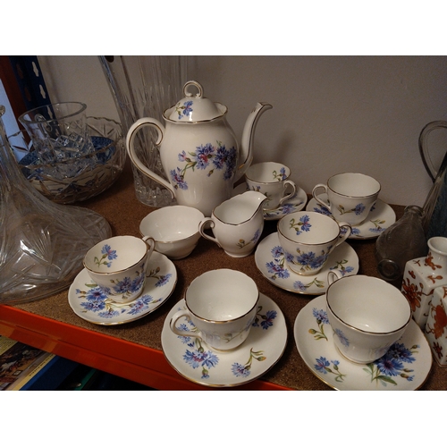 404 - LOVELY ADDERLEY COFFEE SET WITH COFFEE POT, SUGAR, CREAM AND SIX CUPS AND SAUCERS