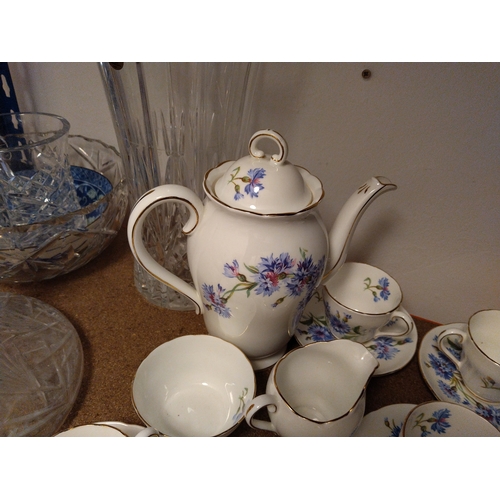 404 - LOVELY ADDERLEY COFFEE SET WITH COFFEE POT, SUGAR, CREAM AND SIX CUPS AND SAUCERS