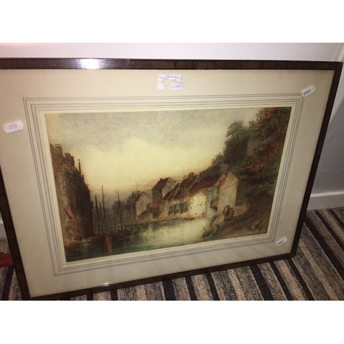 393 - VERY NICE Framed Coloured Etching - Entitled 