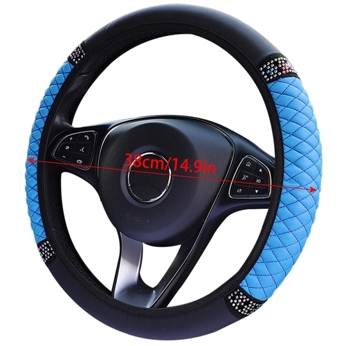 76 - NEW BAGGED NEW BAGGED LMYDIDO Car Steering Wheel Cover Leather BLUE